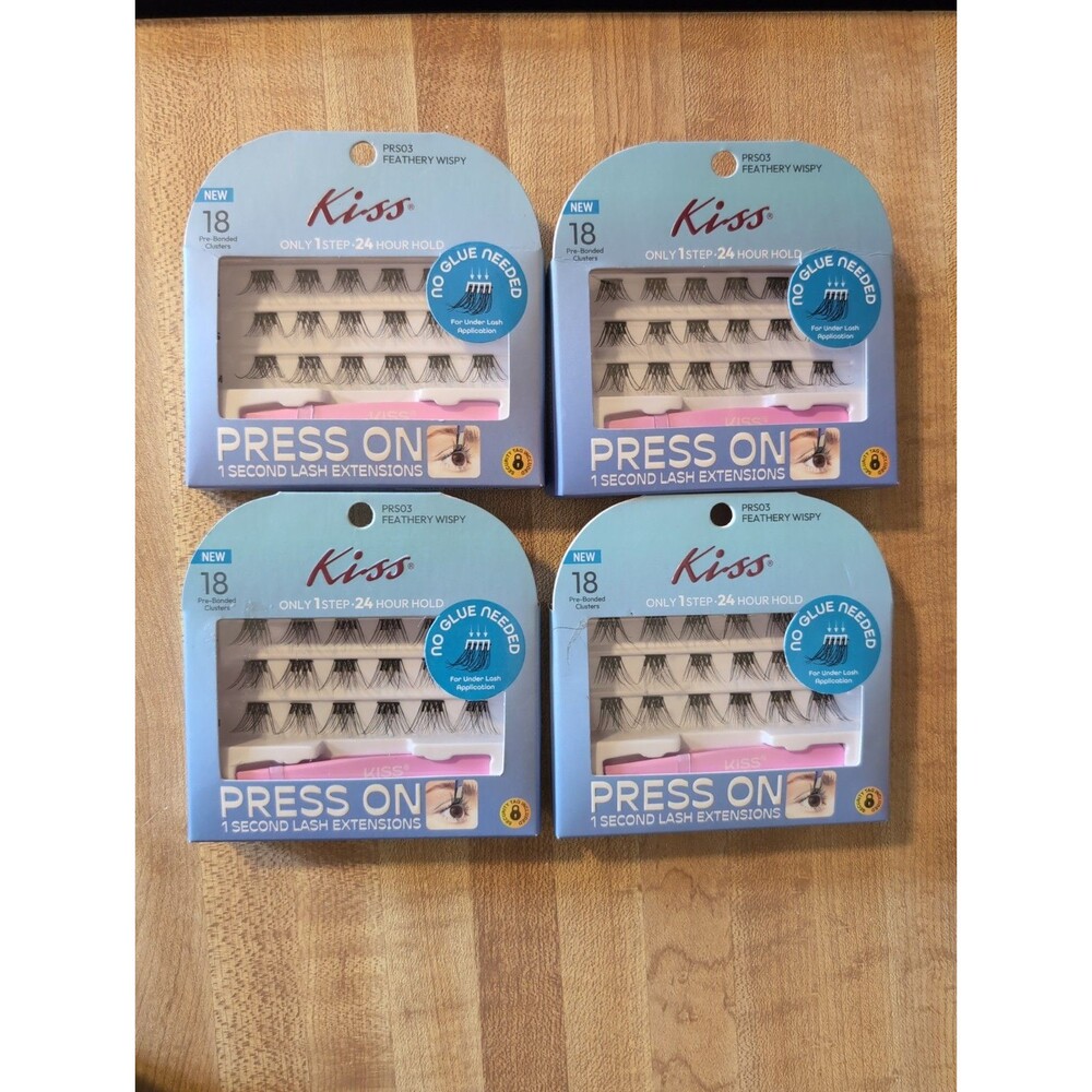 4 Kiss Press On 1 Second Lash Extensions Pre Bonded Cluster Prs03 Feathery Wispy